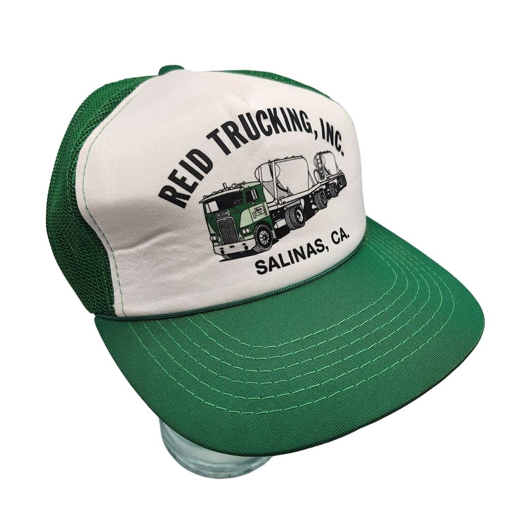 Reid Trucking Inc Salinas CA Green Mesh Trucker Hat Semi Hauler